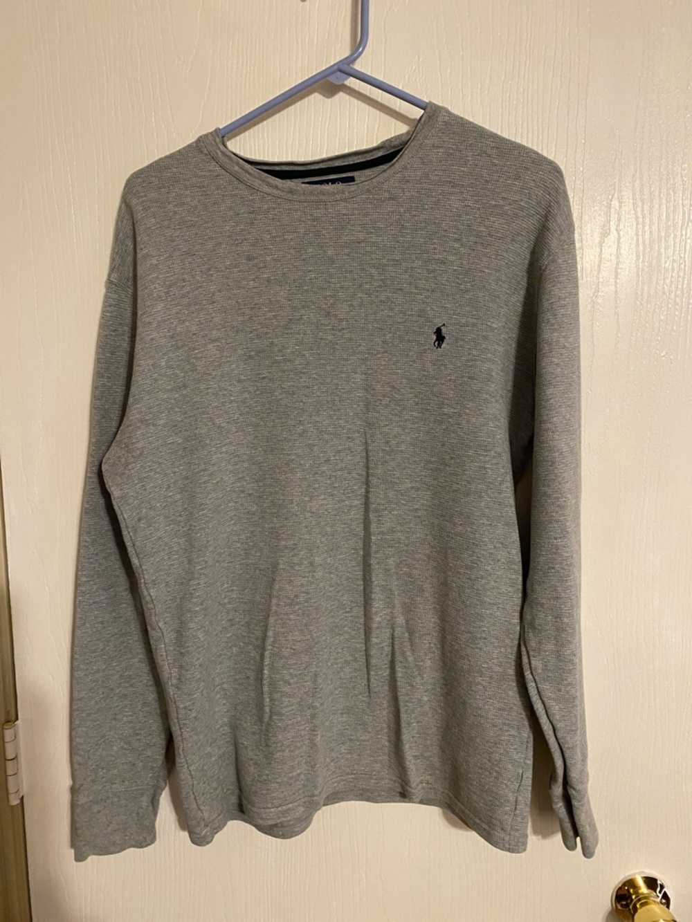 Polo Ralph Lauren Heather Gray waffle Crewneck Long Sleeve Tee